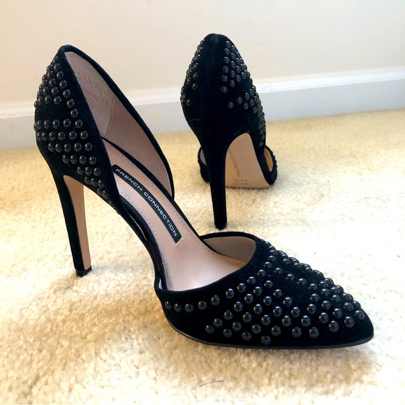 NWT 🤩 👠 Sz 6.5 French Connection suede beaded d’orsay pumps - Picture 1 of 9
